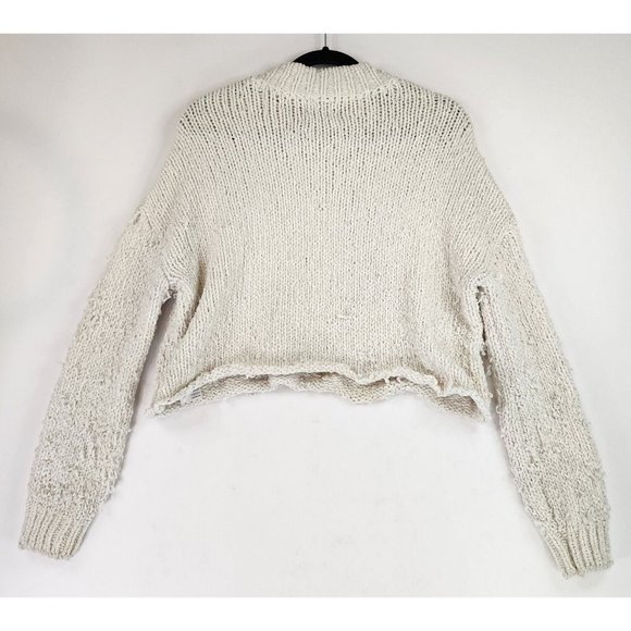 Urban Outfitters Sweater Womens Small Ivory Preppy Chunky Knit Crop Pull Over - Picture 2 of 11